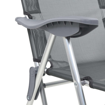 Camping Chair | Set of 2 | Grey | Textilene, Aluminium | Medium