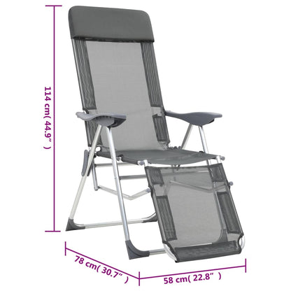 Camping Chair | Set of 2 | Grey | Textilene, Aluminium | Medium