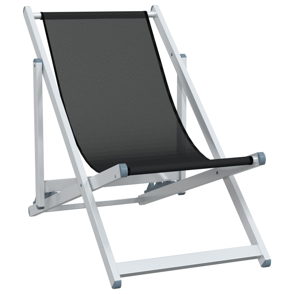 Beach Chair | Set of 2 | Black | Aluminium, Textilene | Compact