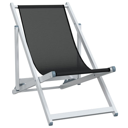 Beach Chair | Set of 2 | Black | Aluminium, Textilene | Compact