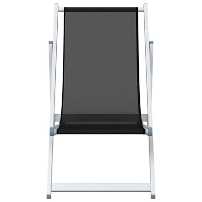 Beach Chair | Set of 2 | Black | Aluminium, Textilene | Compact