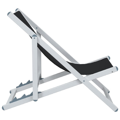 Beach Chair | Set of 2 | Black | Aluminium, Textilene | Compact