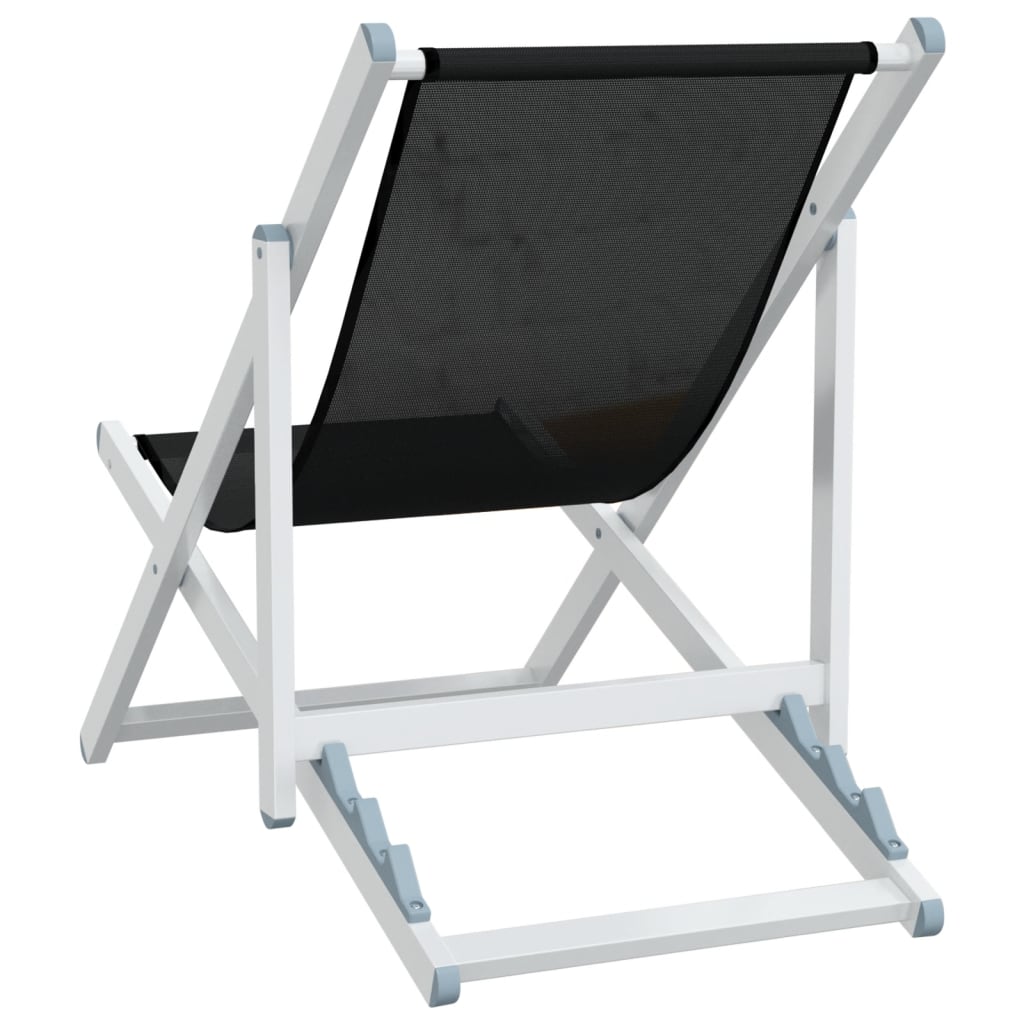 Beach Chair | Set of 2 | Black | Aluminium, Textilene | Compact