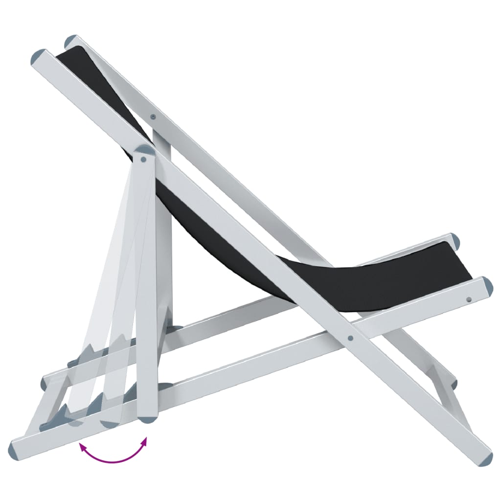 Beach Chair | Set of 2 | Black | Aluminium, Textilene | Compact