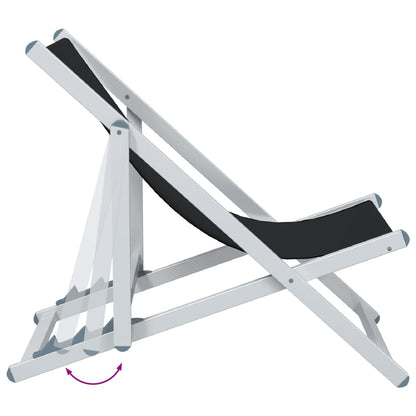 Beach Chair | Set of 2 | Black | Aluminium, Textilene | Compact