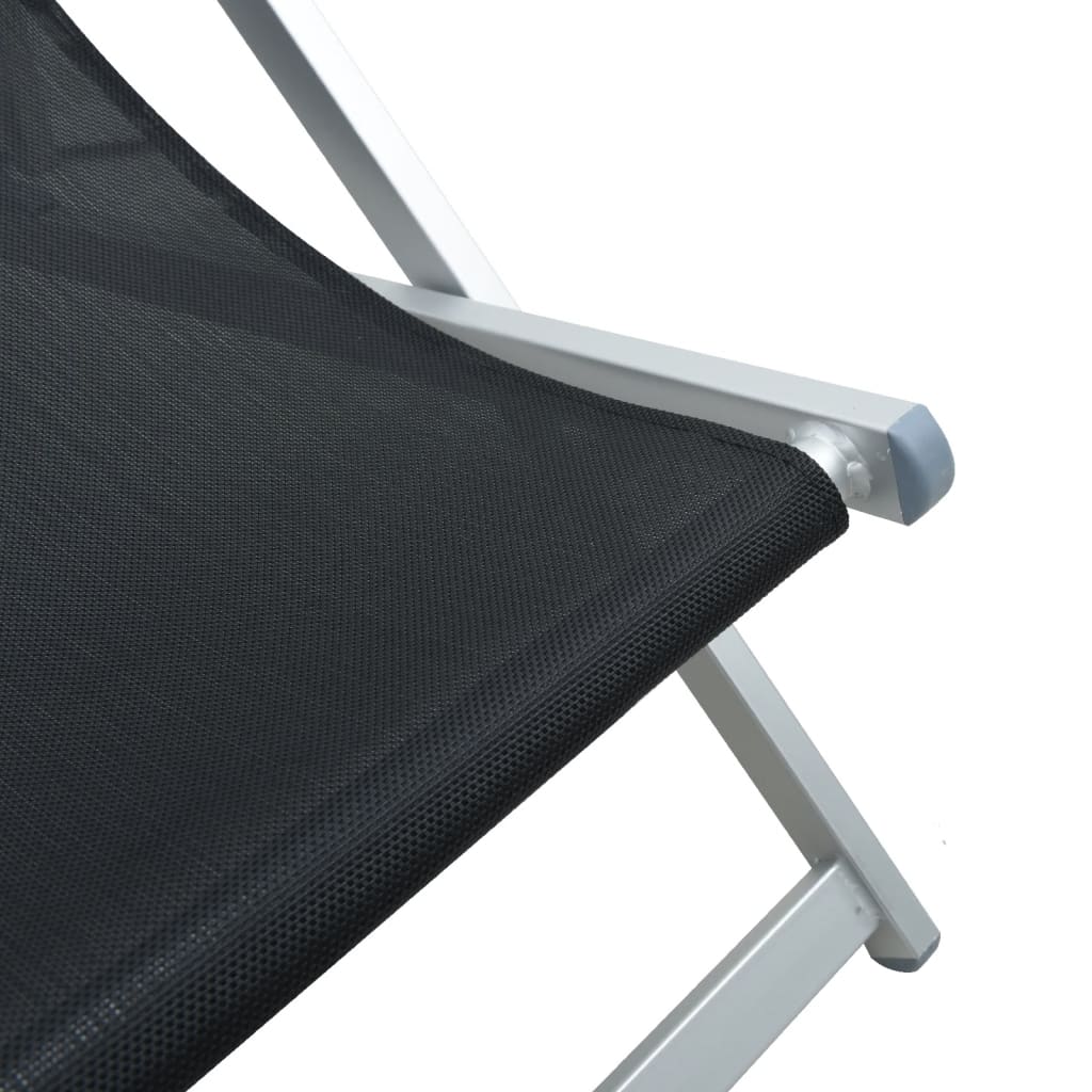 Beach Chair | Set of 2 | Black | Aluminium, Textilene | Compact