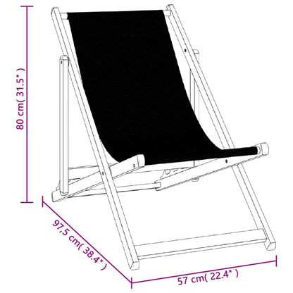 Beach Chair | Set of 2 | Black | Aluminium, Textilene | Compact