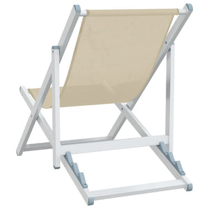 Folding Beach Chairs 2 pcs Cream Aluminium and Textilene