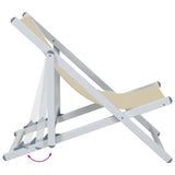 Folding Beach Chairs 2 pcs Cream Aluminium and Textilene