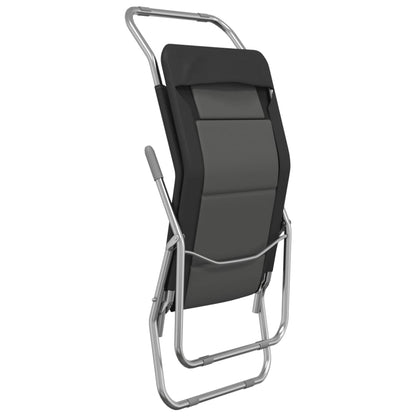 Folding Sun Loungers 2 pcs Black Textilene&Powder-coated Steel