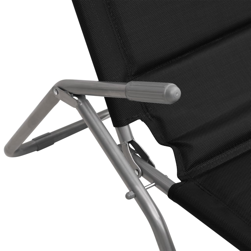 Folding Sun Loungers 2 pcs Black Textilene&Powder-coated Steel