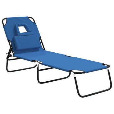 Folding Sun Lounger Blue Oxford Fabric&Powder-coated Steel