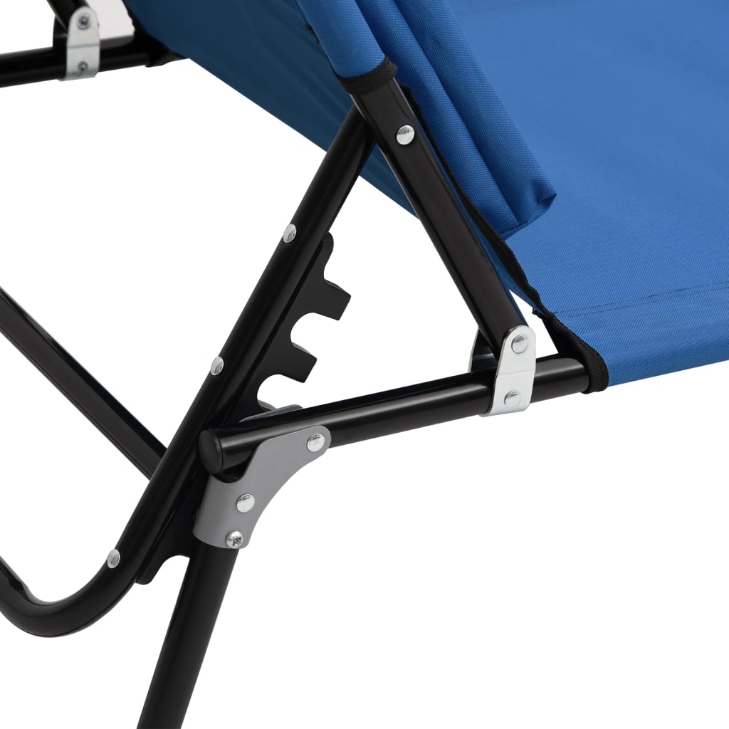 Folding Sun Lounger Blue Oxford Fabric&Powder-coated Steel