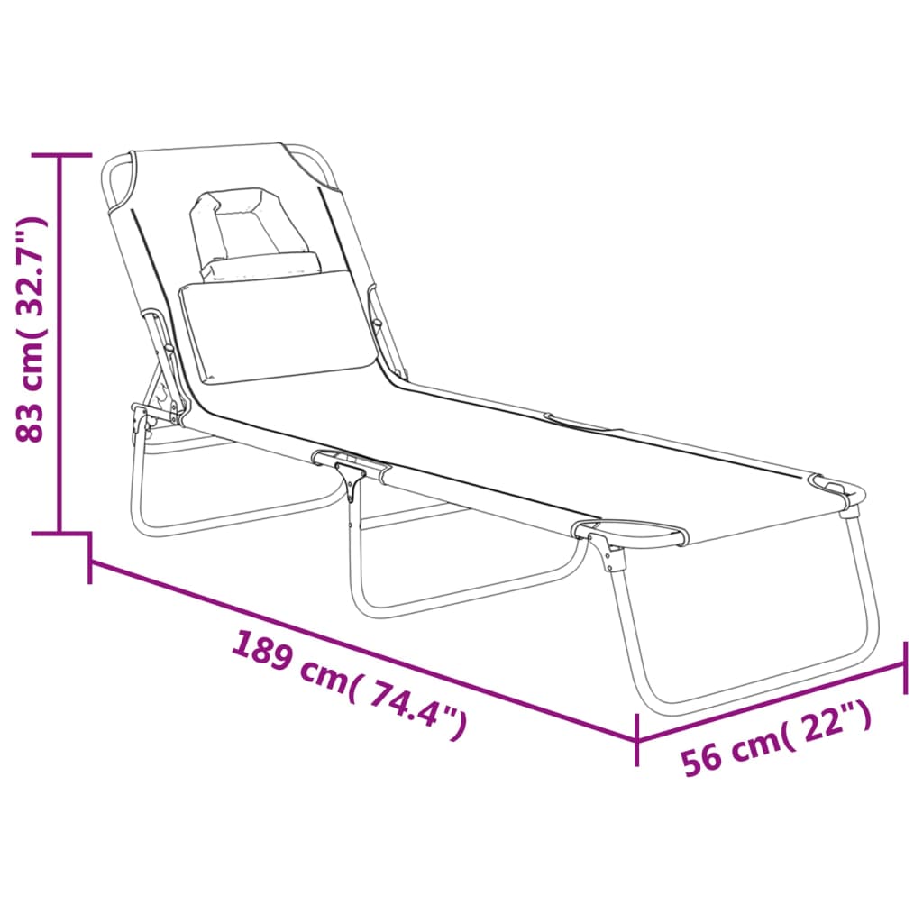 Folding Sun Lounger Blue Oxford Fabric&Powder-coated Steel