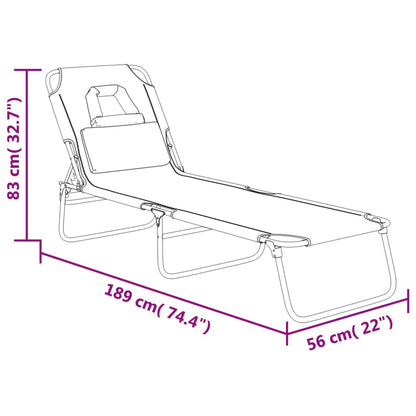 Folding Sun Lounger Blue Oxford Fabric&Powder-coated Steel