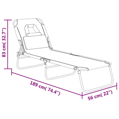 Folding Sun Lounger Taupe Oxford Fabric&Powder-coated Steel