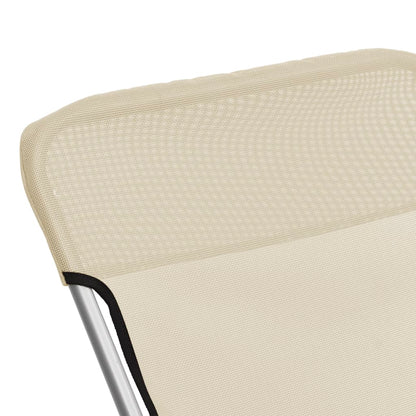 Folding Beach Chairs 2 pcs Cream Textilene&Powder-coated Steel