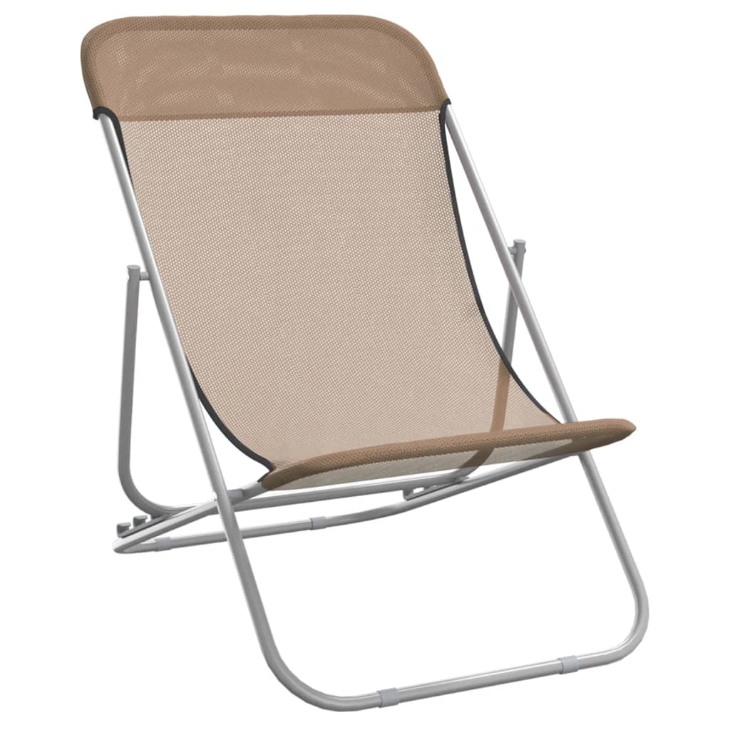 Folding Beach Chairs 2 pcs Taupe Textilene&Powder-coated Steel