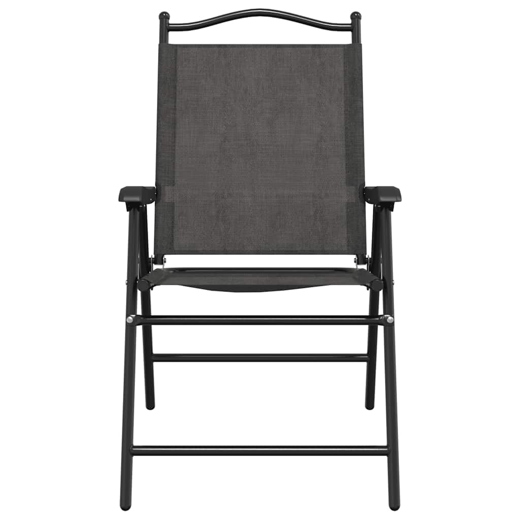 Folding Garden Chairs 2 pcs Melange Grey Steel and Textilene
