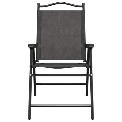 Folding Garden Chairs 2 pcs Melange Grey Steel and Textilene