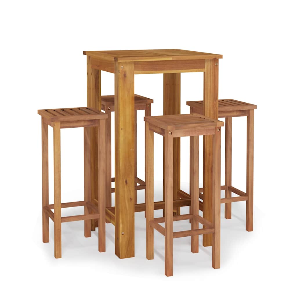 5 Piece Garden Bar Set Solid Wood  Acacia