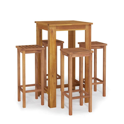 5 Piece Garden Bar Set Solid Wood  Acacia