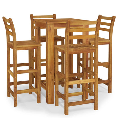5 Piece Garden Bar Set Solid Wood  Acacia