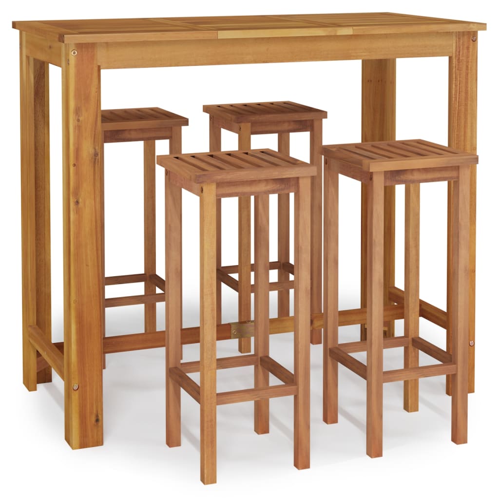 5 Piece Garden Bar Set Solid Wood  Acacia
