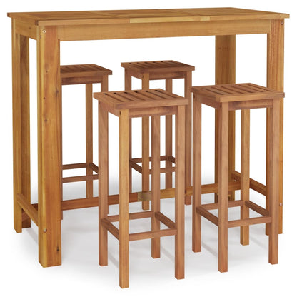 5 Piece Garden Bar Set Solid Wood  Acacia