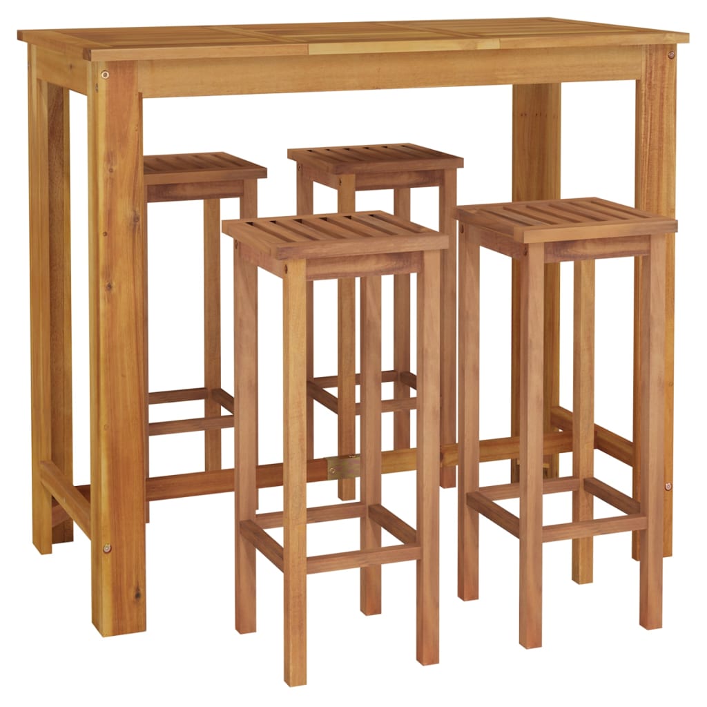 5 Piece Garden Bar Set Solid Wood  Acacia