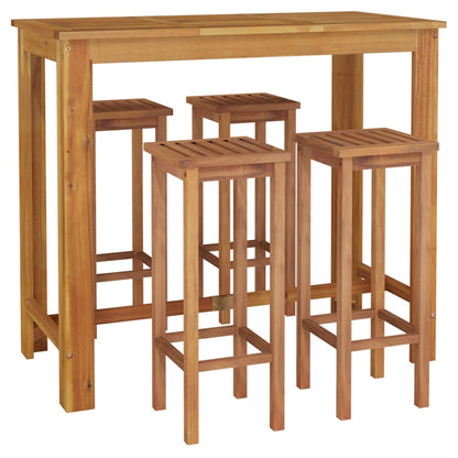 5 Piece Garden Bar Set Solid Wood  Acacia