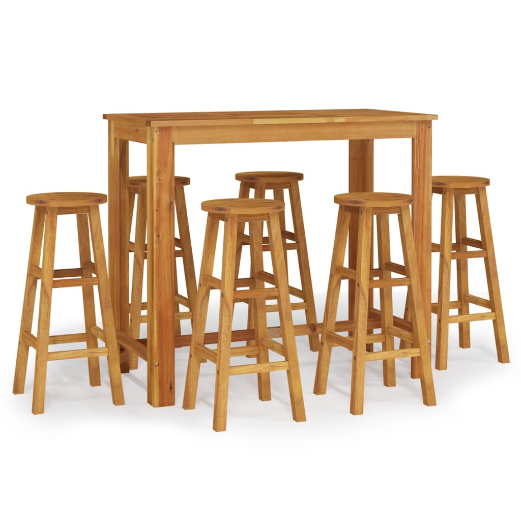 7 Piece Garden Bar Set Solid Wood  Acacia