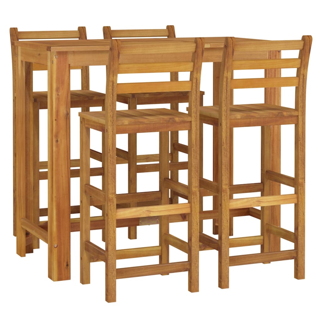 5 Piece Garden Bar Set Solid Wood  Acacia