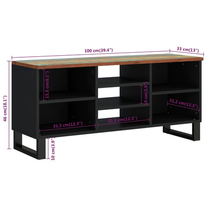 TV Cabinet 100x33x46 cm Solid Wood Reclaimed&Engineered Wood