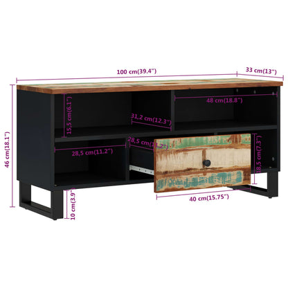 TV Cabinet 100x33x46 cm Solid Wood Reclaimed&Engineered Wood