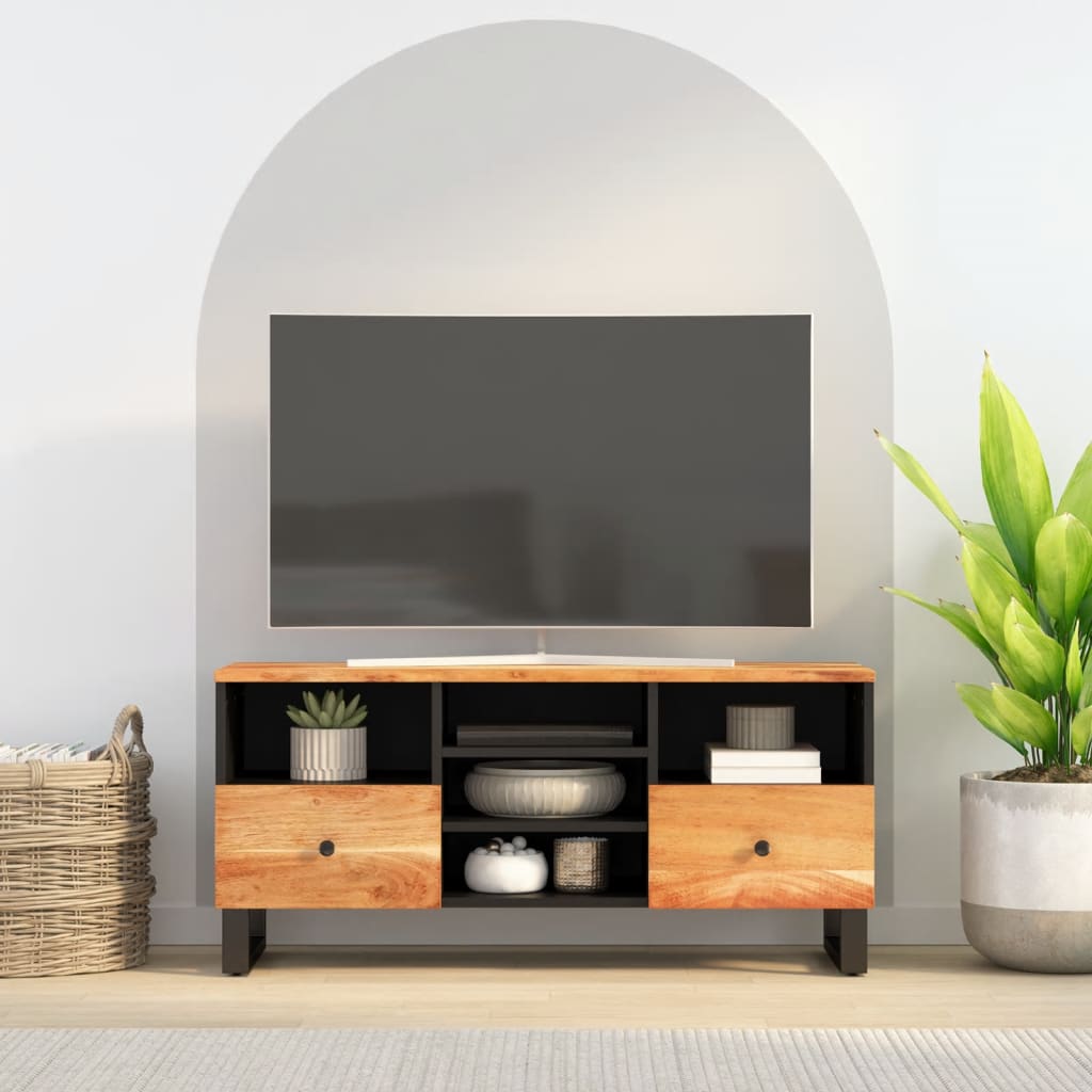 TV Cabinet 100x33x46 cm Solid Wood Acacia and Engineered Wood