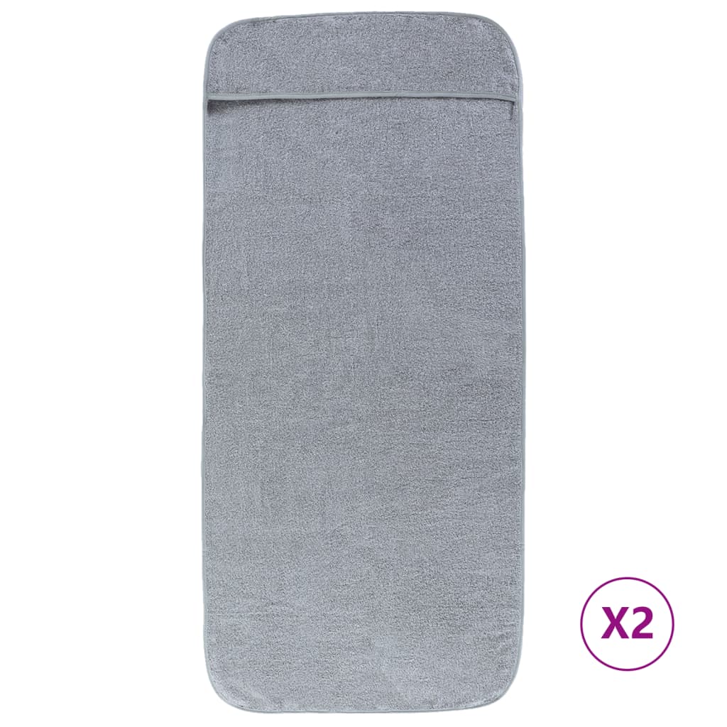 Beach Towels 2 pcs Grey 60x135 cm Fabric 400 GSM