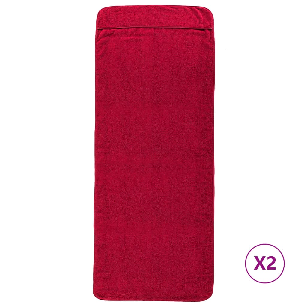 Beach Towels 2 pcs Burgundy 75x200 cm Fabric 400 GSM