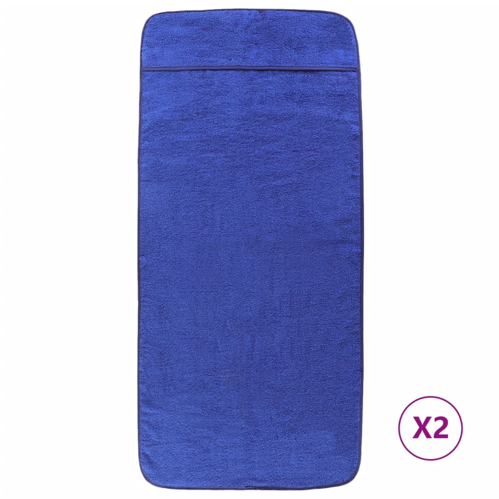 Beach Towels 2 pcs Royal Blue 75x200 cm Fabric 400 GSM