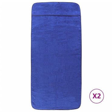 Beach Towels 2 pcs Royal Blue 75x200 cm Fabric 400 GSM