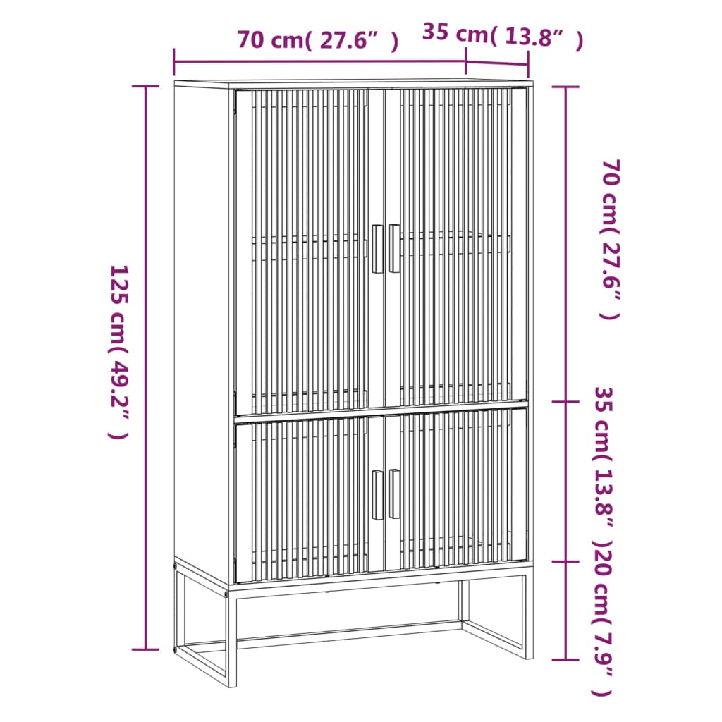 Highboard White 70x35x125 cm Engineered Wood