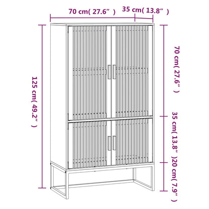 Highboard White 70x35x125 cm Engineered Wood