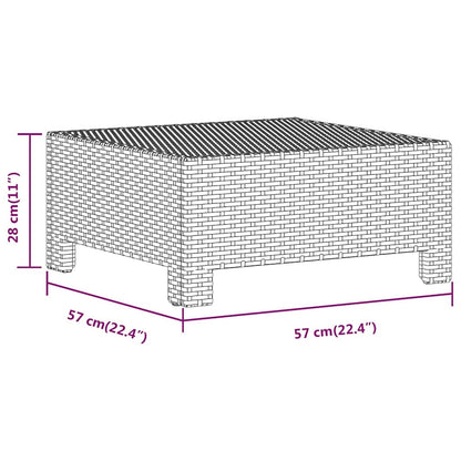 Garden Footrest with Cushion Grey Poly Rattan