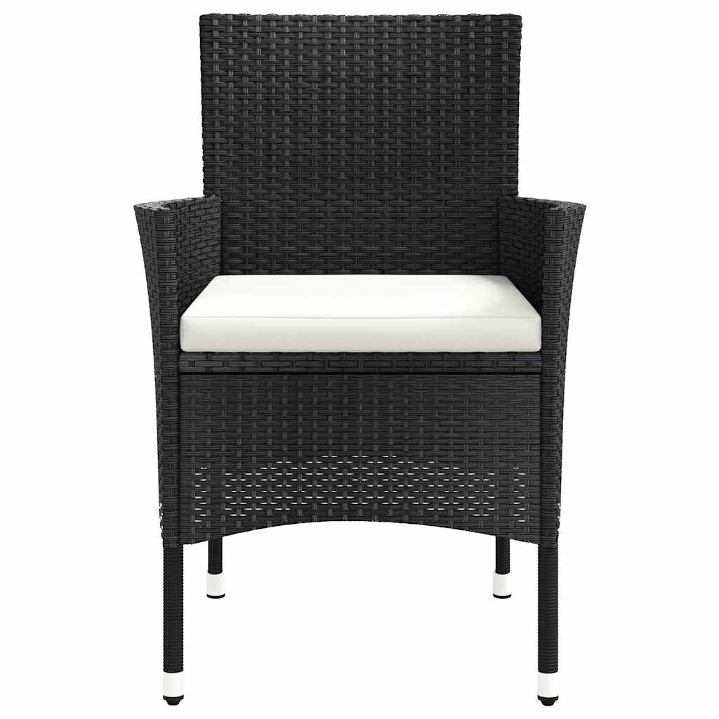Garden Chairs with Cushions 2 pcs Black Poly Rattan (UK/IE/FI/NO only)