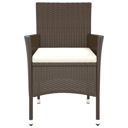 Garden Chairs with Cushions 4 pcs Brown Poly Rattan (UK/IE/FI/NO only)