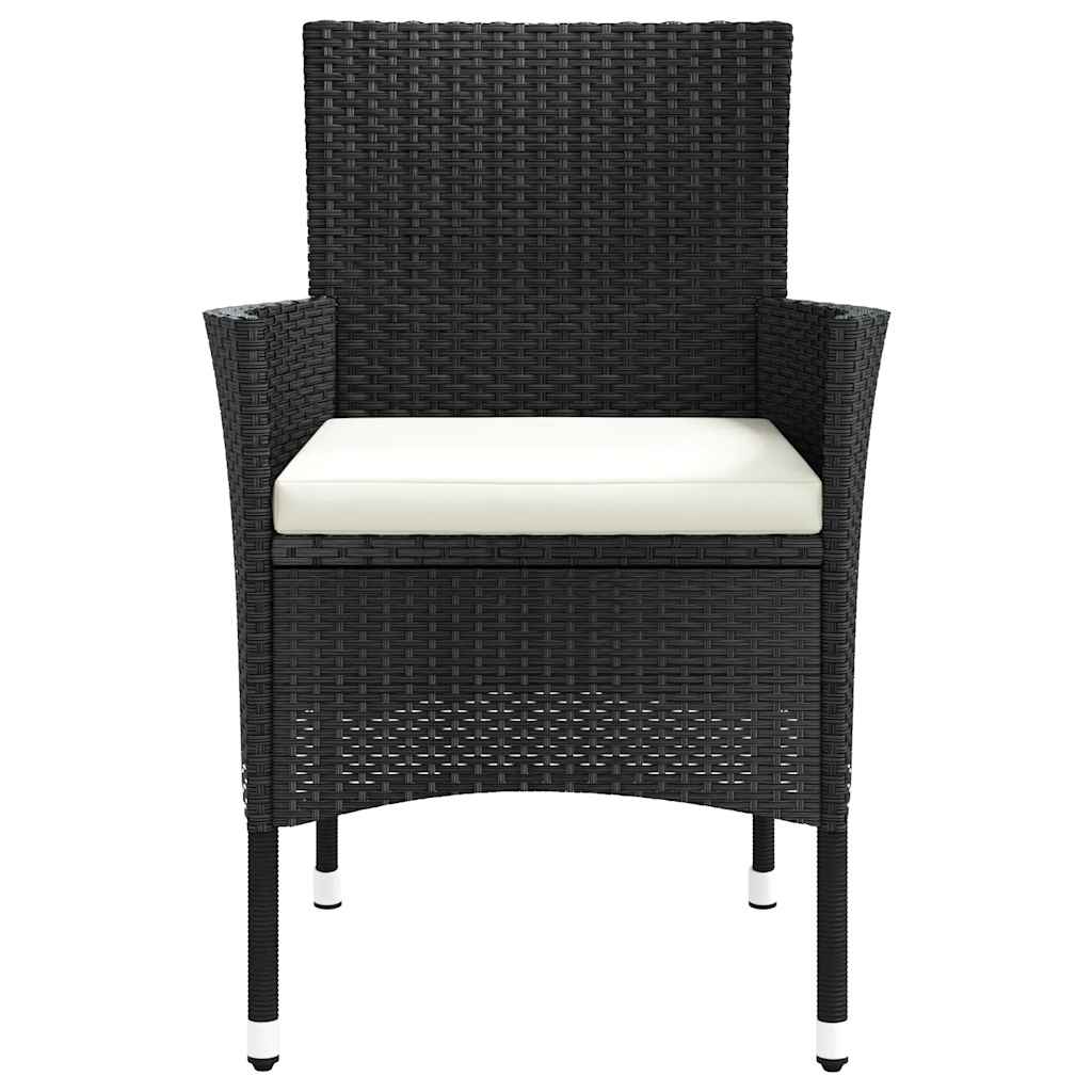 Garden Chairs with Cushions 4 pcs Black Poly Rattan (UK/IE/FI/NO only)