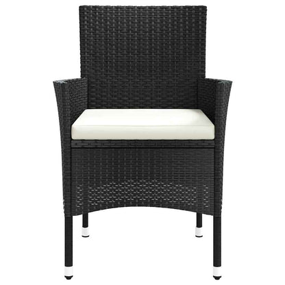 Garden Chairs with Cushions 4 pcs Black Poly Rattan (UK/IE/FI/NO only)