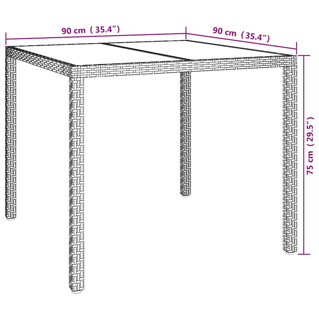 Garden Table Brown 90 x 90 x 75 cm Poly Rattan