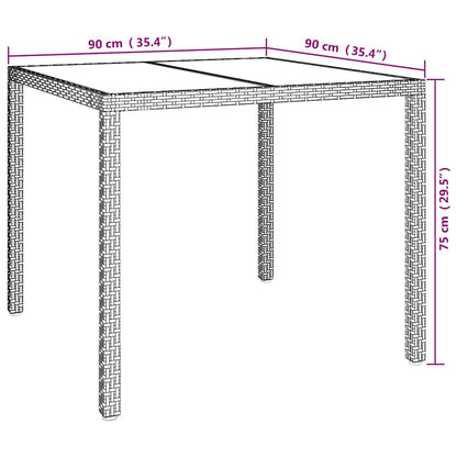 Garden Table Brown 90 x 90 x 75 cm Poly Rattan