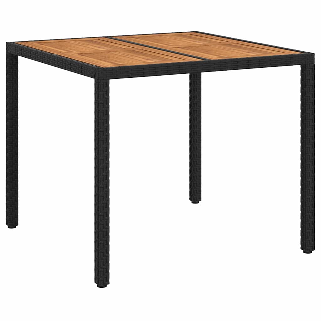 Garden Table Black 90 x 90 x 75 cm Poly Rattan